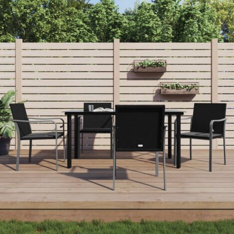 Ensemble Table et Chaise de Jardin Contemporain  Ensemble à manger de jardin 5 pcs coussins résine tressée acier 33392
