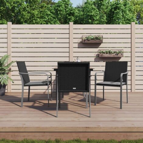 Ensemble Table et Chaise de Jardin Contemporain  Ensemble à manger de jardin 5 pcs coussins résine tressée acier 57695