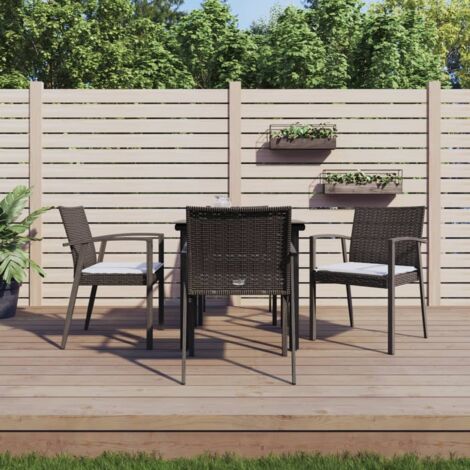 Ensemble Table et Chaise de Jardin Contemporain  Ensemble à manger de jardin 5 pcs coussins résine tressée acier 73088