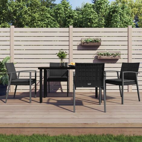 Ensemble Table et Chaise de Jardin Contemporain  Ensemble à manger de jardin 5 pcs coussins résine tressée acier 78950