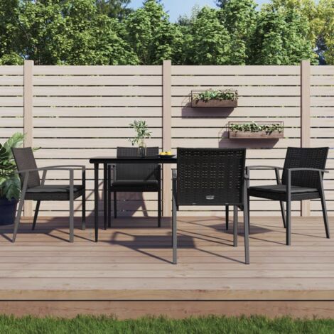 Ensemble Table et Chaise de Jardin Contemporain  Ensemble à manger de jardin 5 pcs coussins résine tressée acier 92038