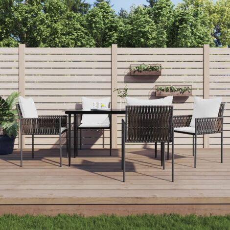 Ensemble Table et Chaise de Jardin Contemporain  Ensemble à manger de jardin 5 pcs coussins résine tressée acier 96014