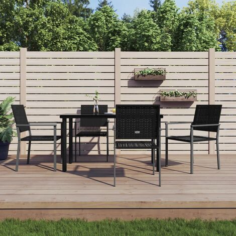 Ensemble Table et Chaise de Jardin Contemporain  Ensemble à manger de jardin 5 pcs résine tressée acier 21191