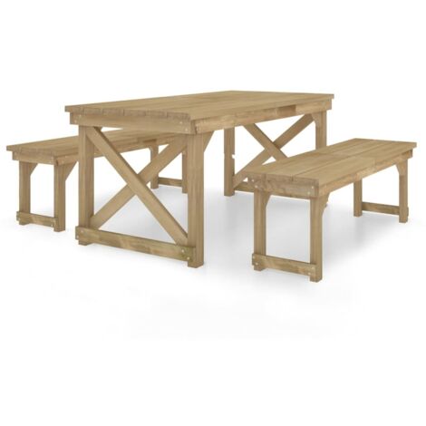 Ensemble Table et Chaise de Jardin  Salon de jardin 3 pcs Bois de pin imprégné 27370
