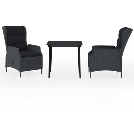 Ensemble Table et Chaise de Jardin  Salon de jardin 3 pcs Gris foncé 77721