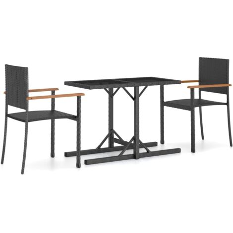 Ensemble Table et Chaise de Jardin  Salon de jardin 3 pcs Noir 29735