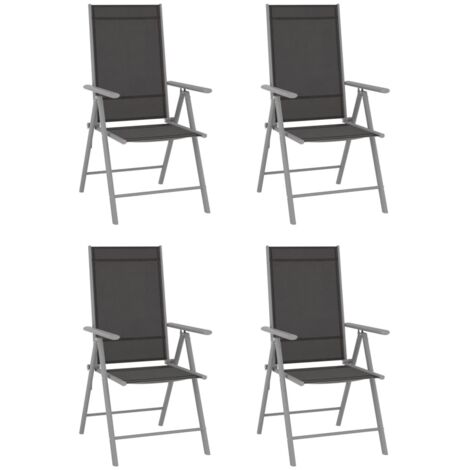 Ensemble Table et Chaise de Jardin  Salon de jardin 5 pcs Aluminium Argenté et noir 32453