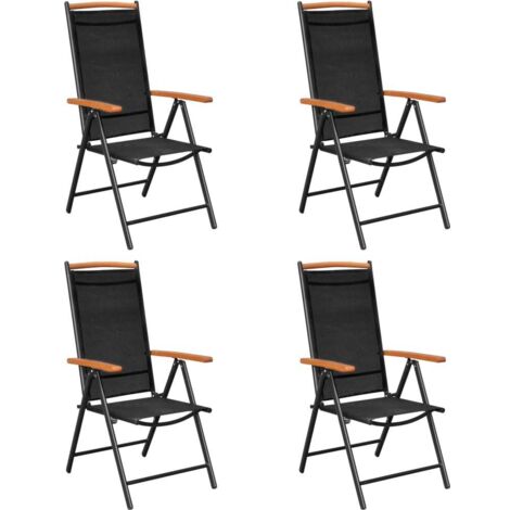 Ensemble Table et Chaise de Jardin  Salon de jardin 5 pcs Aluminium Noir 86822