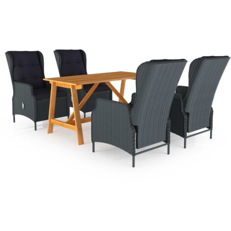 Ensemble Table et Chaise de Jardin  Salon de jardin 5 pcs Gris foncé 36866
