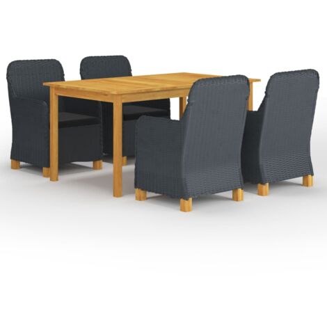 Ensemble Table et Chaise de Jardin  Salon de jardin 5 pcs Gris foncé 43406