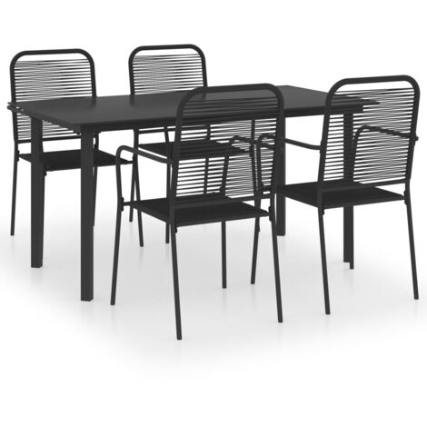 Ensemble Table et Chaise de Jardin  Salon de jardin 5 pcs Noir Verre et acier 32839