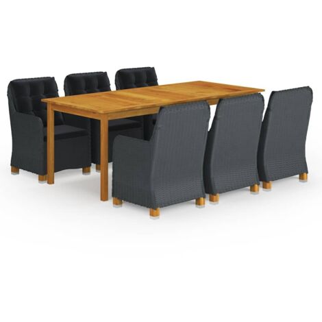 Ensemble Table et Chaise de Jardin Salon de jardin 7 pcs Gris foncé 40511