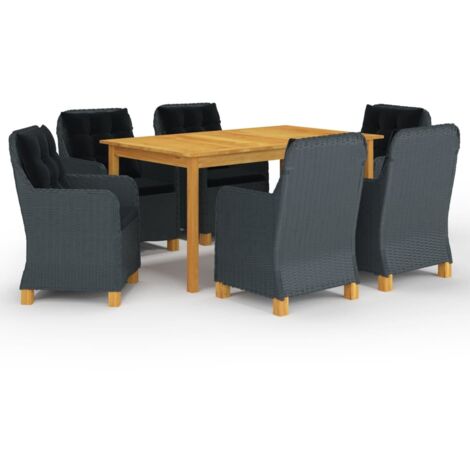 Ensemble Table et Chaise de Jardin Salon de jardin 7 pcs Gris foncé 66613