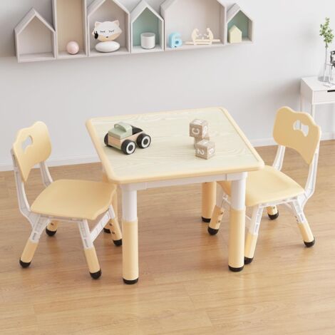 Ensemble Table et Chaise pour Enfant-HOERFURIY -2 chaise + une Table-AFFI- EN plastique CHENE