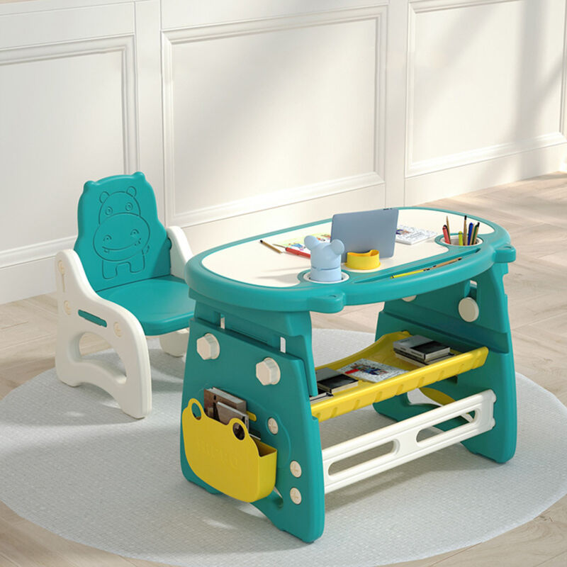 Ensemble Table et chaises pour Tout-Petits, Table d'activité et d'étude multifonctionnelle en Plastique pour Enfants avec tabourets, Bureau et