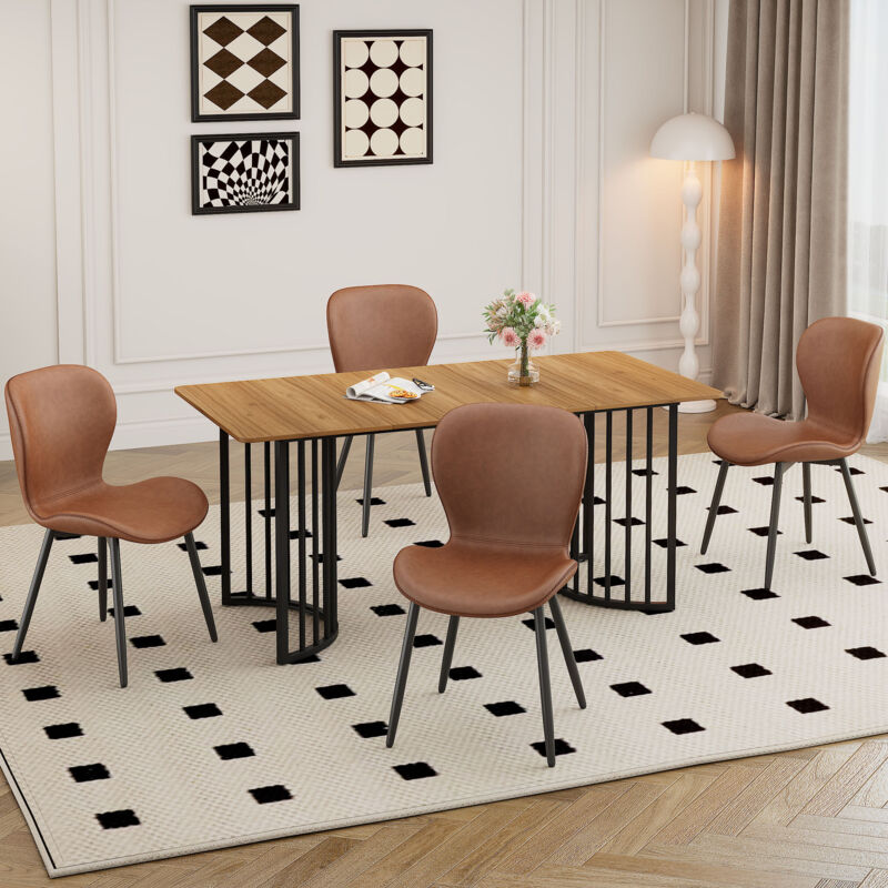 Ensemble table et chaises 140 x 80 cm, table en bois avec 4 chaises, salle à manger/cuisine, marron