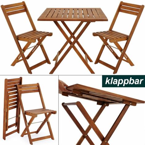 Ensemble table et chaises 3 pcs balcon pliable Salon de jardin en bois d''acacia