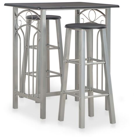 Ensemble Table et Chaises 3 pcs Moderne - Ensemble de bar Bois et acier Noir vidaXL