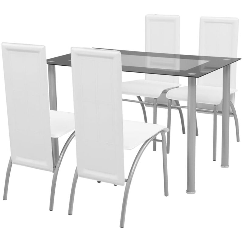 Ensemble Table et Chaises 5 pcs Ensemble Table à manger + 4 chaises Blanc 14338