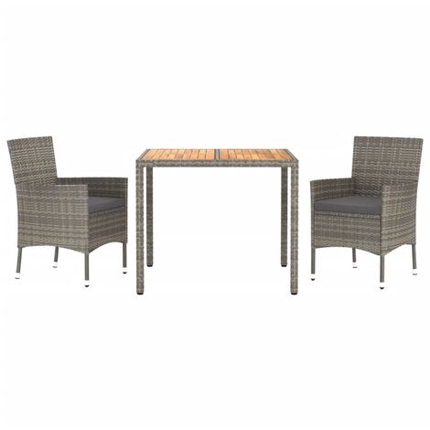 Ensemble Table et Chaises de Jardin 3 pcs Moderne - Meuble de jardin - avec coussins Gris vidaXL