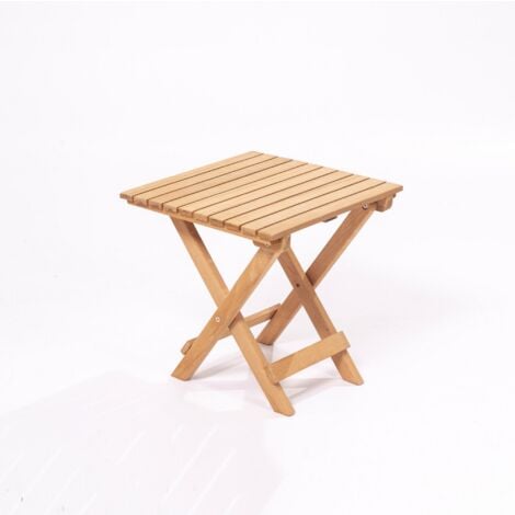 Ensemble table et chaises de jardin 3 pièces en bois de hêtre 100% naturel, sans vernis, table 50x72x50 cm, chaises 40x81x30 cm, brun