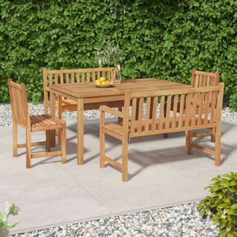 Ensemble Table et Chaises de Jardin 5 pcs - Ensemble Table à manger + 4 chaises Bois de teck massif BV340699 - BonneVie