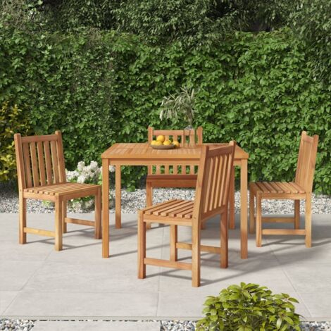 Ensemble Table et Chaises de Jardin 5 pcs - Ensemble Table à manger + 4 chaises Bois de teck massif BV740355 - BonneVie