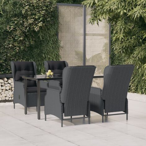 Ensemble Table et Chaises de Jardin 5 pcs - Ensemble Table à manger + 4 chaises Gris foncé Résine tressée BV672783 - BonneVie
