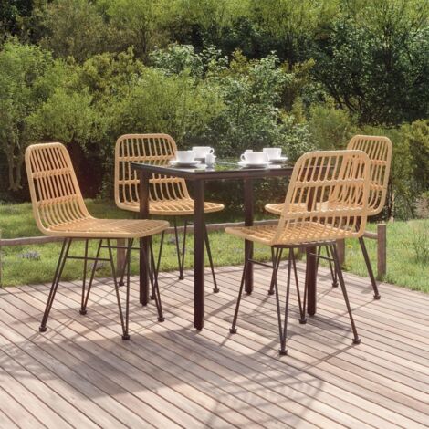 Ensemble Table et Chaises de Jardin 5 pcs - Ensemble Table à manger + 4 chaises Résine tressée BV943393 - BonneVie