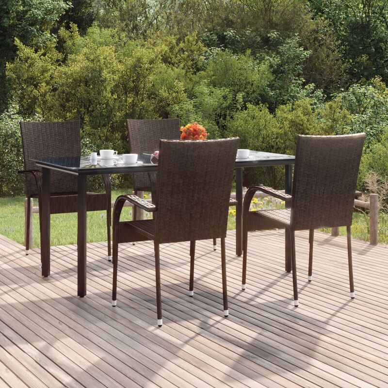 Ensemble Table et Chaises de Jardin 5 pcs - Ensemble Table à manger + 4 chaises Marron Résine tressée BV263640 - Brun