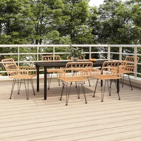 Ensemble Table et Chaises de Jardin 7 pcs - Ensemble Table à manger + 6 chaises Résine tressée BV688182 - BonneVie