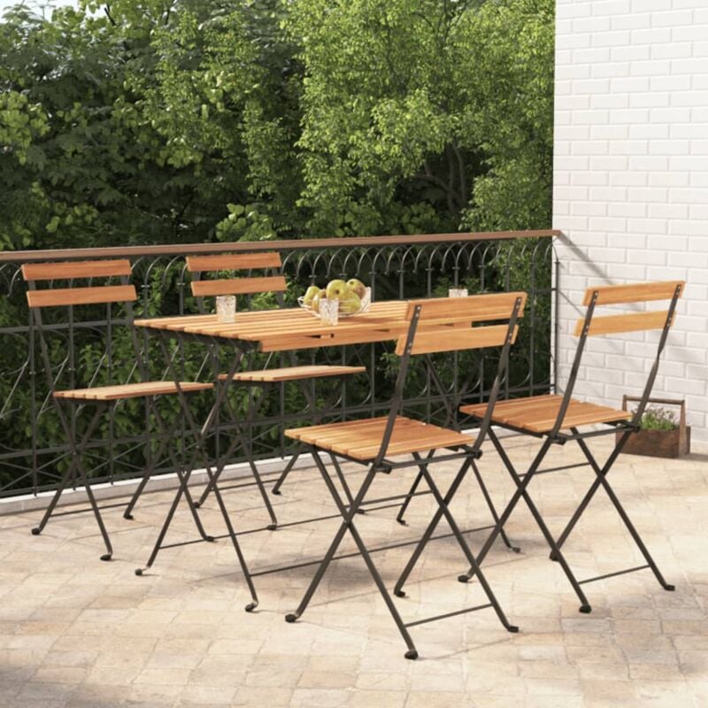 Maison Chic - Ensemble Table et Chaises de jardin pliable 5 pcs Ensemble de bistro Bois d'acacia solide et acier 87321