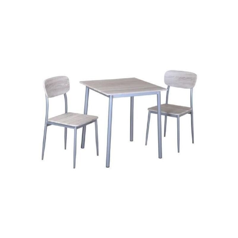 Table a manger avec chaises de la collection toulon. Coloris bois et pieds gris métal.