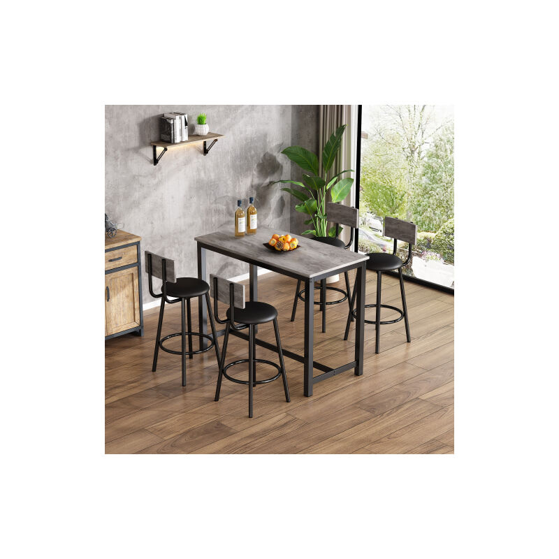Ensemble table et chaises de salle à manger, ensemble table et chaises de bar, 1 table et 4 chaises, chaise longue avec quatre pieds en métal, table