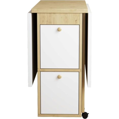 Ensemble table et chaises de salle à manger (table et 4 chaises), table pliante, 120 x 80 x 75 cm, table extensible multifonctionnelle, chaises, blanc et chêne