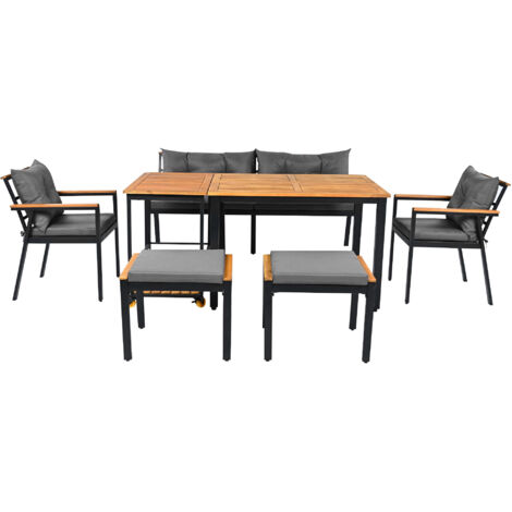 Ensemble Table Et 6 Chaises Salle à Manger - Acacia Massif - Marron - 130x130 Cm - Occasion