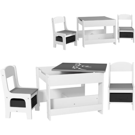 Ensemble table et chaises enfant ENZO gris et blanc