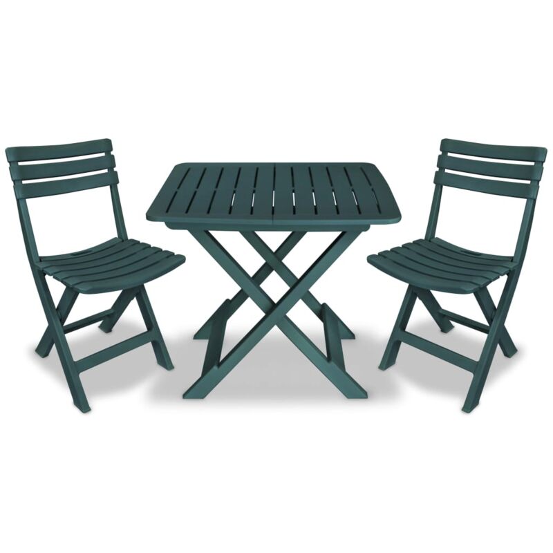 Ensemble Table et Chaises pliable de jardin 3 pcs Ensemble de bistro Plastique Vert 43046