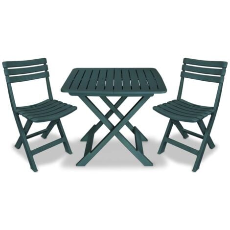 Ensemble Table et Chaises pliable de jardin 3 pcs  Ensemble de bistro Plastique Vert 43046