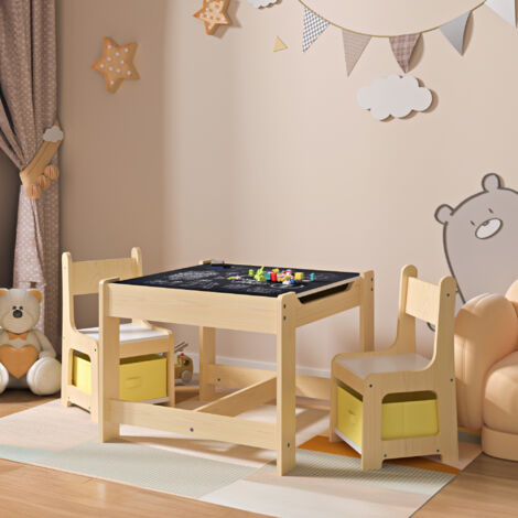Ensemble table et chaises pour enfants Irixoa avec 2 boîtes de rangement [en.casa]