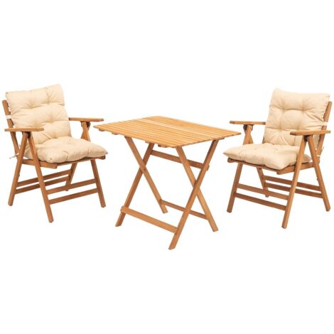 Ensemble Table et Chaises Roana, 2 Places, Dimensions d'Assise 46x43h89 cm, Marron Crème