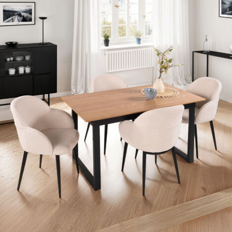 Ensemble table extensible 140-240 cm + 4 chaises en bouclette - VENTER