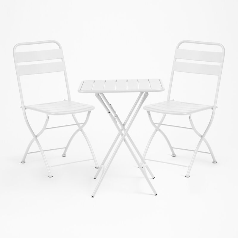 Ensemble avec une Table Pliante (60X60 cm) & 2 Chaises Pliantes Janti Sklum Blanc