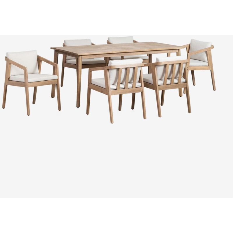 Sklum - Ensemble table rectangulaire 180x90 cm et 6 chaises de salle à manger en bois d'acacia Kaela