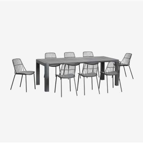 Ensemble table rectangulaire (220x100 cm) Arnadine et 8 chaises de jardin Maeba SKLUM Gris Graphite
