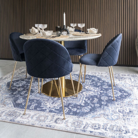 Ensemble Table à Manger Ronde + 4 Chaises – MDF Blanc, Style Moderne – Pour Cuisine, Salle à Manger Ou Bureau (80x80 Cm) - 13