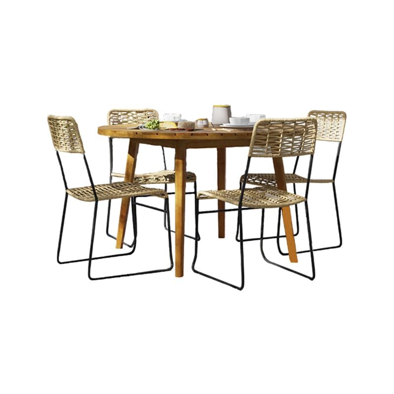 Ensemble table verone en bois d'acacia fsc et 4 chaises de jardin - Bois