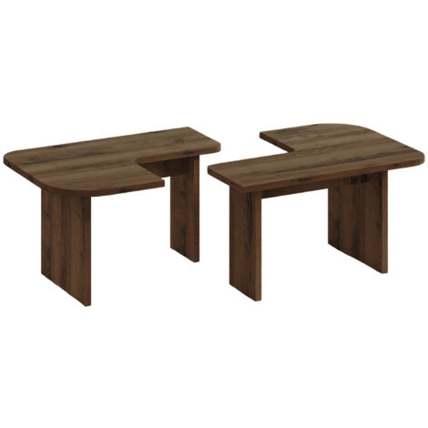 Ensemble tables basses en bois "Iris" - 90 x 45 x 35 cm - Marron