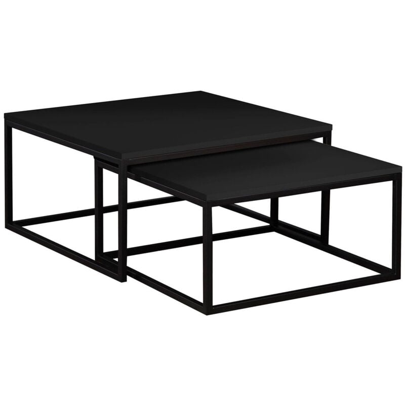 Mobilier1 - Ensemble tables basses Oswego 101, Noir, 39x76x76cm, Diamètre: 0, Stratifié, Angulaire