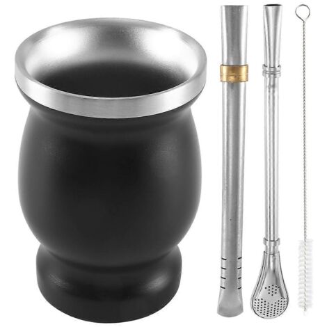 Ensemble tasse à thé/cafetière en acier inoxydable noir, 24 cl, 23 cl.